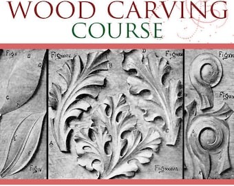 Educational WOOD CARVING COURSE Rare illustrated Graduated Course in Tools Wood Working Directions 79 Pages Printable Instant Download