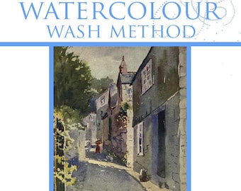 The WATERCOLOUR WASH METHOD Rare Old Illustrated Instructional Short How To Guide 16 pages Printable or Read on Your Tablet Instant Download