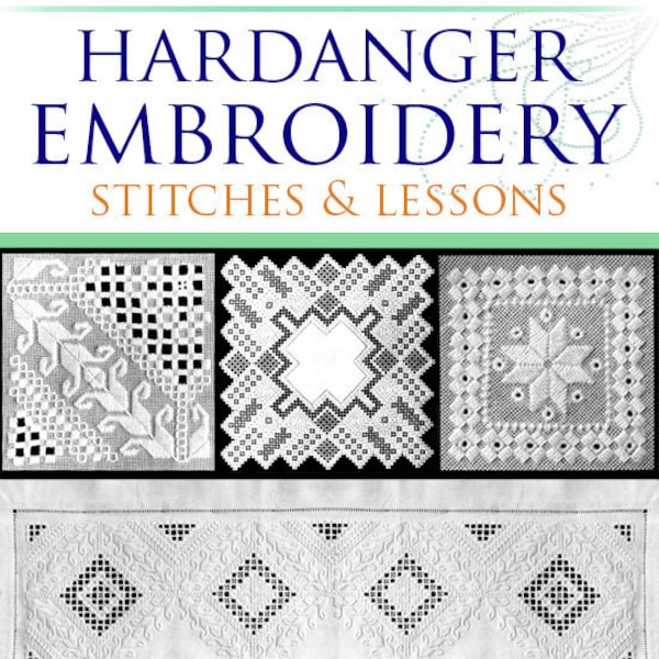 HARDANGER EMBROIDERY Stitches and Lessons Drawn Thread Work Designs Instructions Rare illustrated Tutorial Book Printable Instant Download