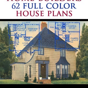 1928 Home Builders full colour plattegrondboek met 62 Amerikaanse huisontwerpen en plattegronden met blauwdrukken 62 pagina's afdrukbaar, direct downloaden