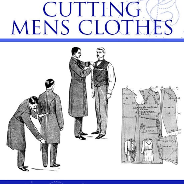 The Practical Guide To CUTTING MENS CLOTHES - Shirts - Undergarments - Aprons - Collars - Cuffs - Patterns 45 pgs Printable Instant Download