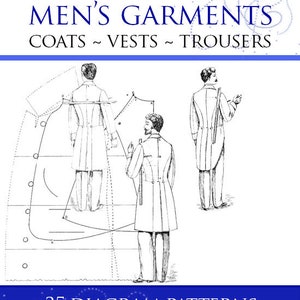 35 Victorian Diagram Sewing Patterns from The AMERICAN MEN’S GARMENTS Design Mens Coats ~ Vests ~ Trousers 111pgs Printable Instant Download