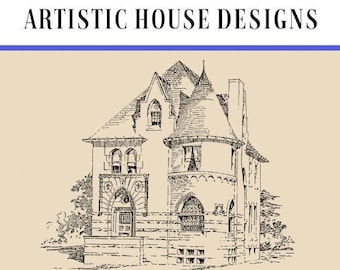 Victorian ARTISTIC HOUSE DESIGNS American Architecture 28 City House Designs + Home Floor Plans Printable Pdf Book Instant Digital Download