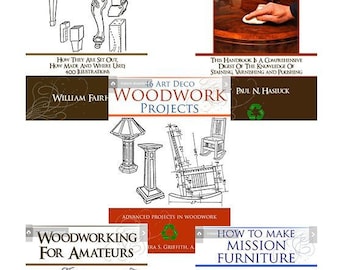 New Collection of 5 x RARE Victorian WOOD WORKING Illustrated Tutorial Books ~ Lessons Patterns and Designs Printable Instant Download