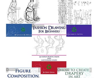 Rare Collection of 5 x Victorian FIGURE DRAWING ART Books ~ lessons Tutorials Illustrations Ready to Print Out and Use Now Instant Download