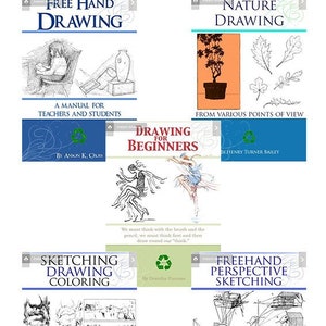 Rare Collection of 5 x Vintage HOW To DRAW and SKETCH Art Books ~ lessons ~ Tutorials ~ Methods ~ Illustrations Printable Instant Download