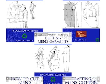 New Collection #2 of 5 x Rare Victorian CUTTING MENS GARMENTS Pattern Books ~ Lessons Patterns and Designs Printable Instant Download