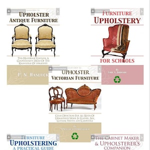 New Collection of 5 x RARE Victorian FURNITURE UPHOLSTERY Illustrated Tutorial Books ~ Lessons Tips and Hints Printable Instant Download