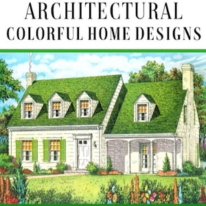 1935 Architectural Colorful Home Designs with 45 American House Designs with Simple Layout Floor Plans Printable Instant Digital Download