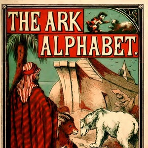 ALFABETO ARCA DE NOÉ Ilustrado para crianças aprendendo imagens de animais Letras do alfabeto Histórias da Bíblia para impressão Download instantâneo