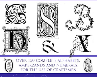 150 ALPHABETS Old and New Rare Illustrated Reference Book For Crafts People 239 Pages Printable or read on your Tablet Instant Download