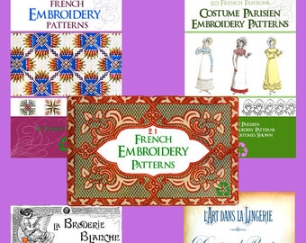 New Collection of 5 x Top Selling FRENCH EMBROIDERY PATTERN Books ~ Monograms Designs and Patterns to print out and use Instant Download
