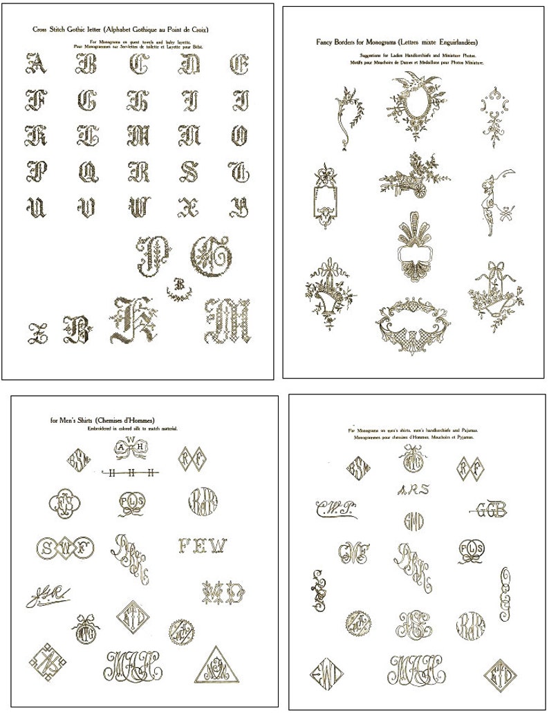 Vintage hand embroidery monogram design nwcvqs 100s of  etsy Vintage hand embroidery monogram design nwcvqs 100s of  etsy