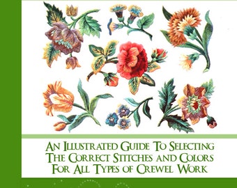 Découvrez quelles couleurs de points et comment les utiliser Livre de tutoriels illustrés RARE de BRODERIE JACOBIENNE Impression 5 étoiles Avis Téléchargement instantané