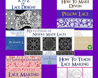 Spezielle Sammlung 5 x RARE Vintage How To Make LACE PATTERN Bücher ~ Lessons Muster und Designs Printable oder verwenden Sie eReader Instant Download