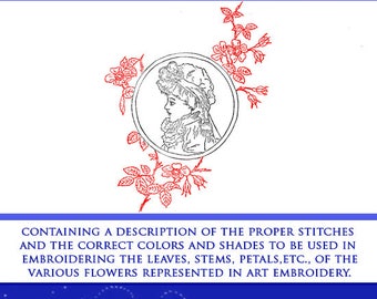 Complete Guide To Flower Embroidery Patterns Designs Stitches and How To Use Them Rare illustrated Tutorial Book Printable Instant Download