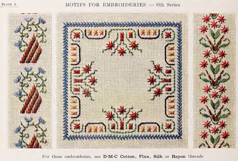 28 Pages of French Full Color Hand EMBROIDERY MOTIF PATTERNS Etsy