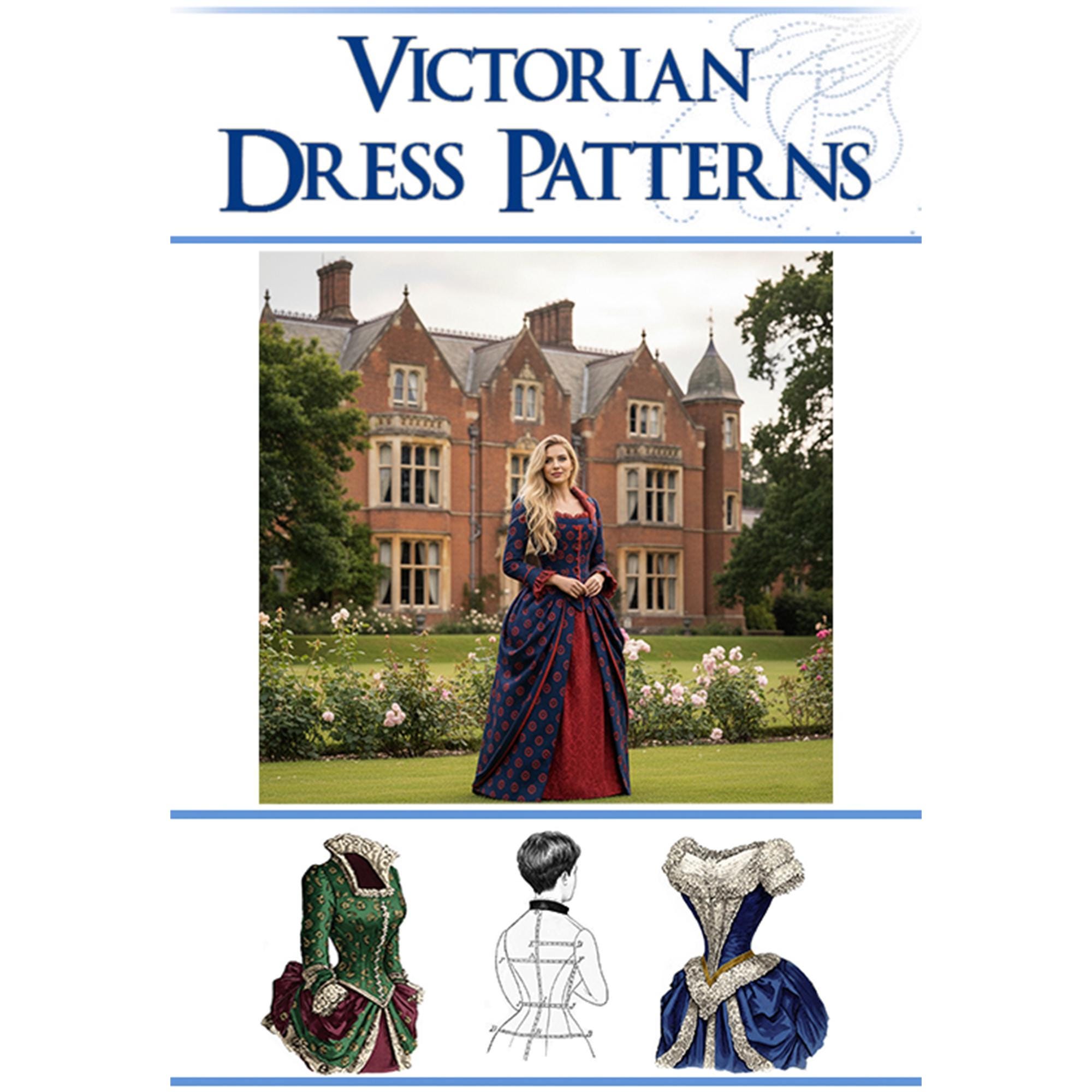 ビクトリア朝のドレス縫製パターン イラスト入りの本 ドレス