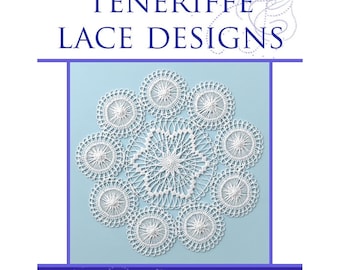 45 modelli di pizzo di Tenerife e istruzioni. 48 pagine di schemi di pizzo con descrizioni. Stampabili o leggibili sul tuo iPad. Download immediato.