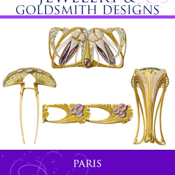 200 French ART NOUVEAU Jewelery + Goldsmith PARIS Designs Rare illustrated Color Royalty Free Images Scrapbooking Printable Instant Download