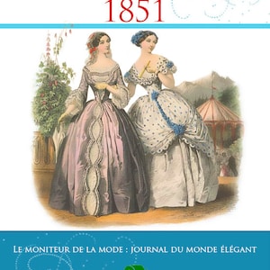 MODE FRANÇAISE 1851 avec 48 pages d'illustrations gravées de la mode parisienne, 48 pages de scrapbooking, dessins de costumes, téléchargement immédiat