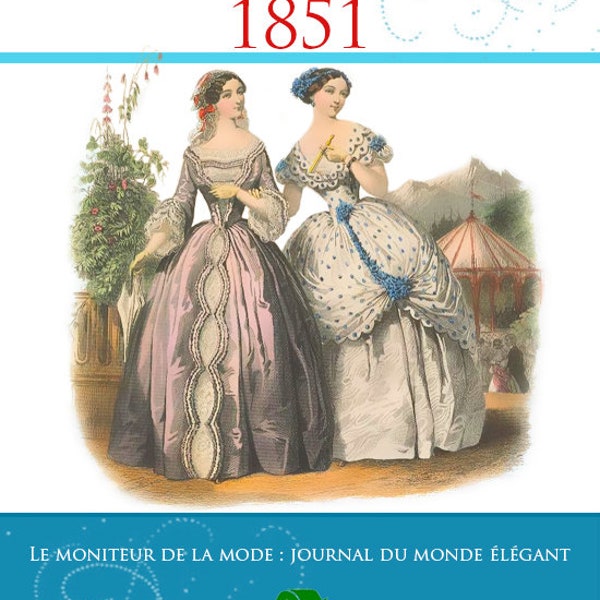 FRENCH FASHIONS 1851 with 48 Pages of Engraved Paris Fashion Illustrations Printable 48 Pages Scrapbooking Costume Designs Instant Download