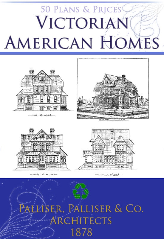 50 Victorian American Architecture House Designs & Plans with Prices 100 Printable Pages or Read on Your Tablet or Computer Instant Download