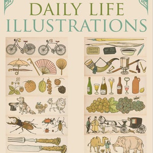 ILLUSTRATIONS DE LA vie quotidienne 1000 couleurs pour enfants Livre d'images instructif Scrapbooking Collages Clip Art Designers Imprimable Téléchargement immédiat