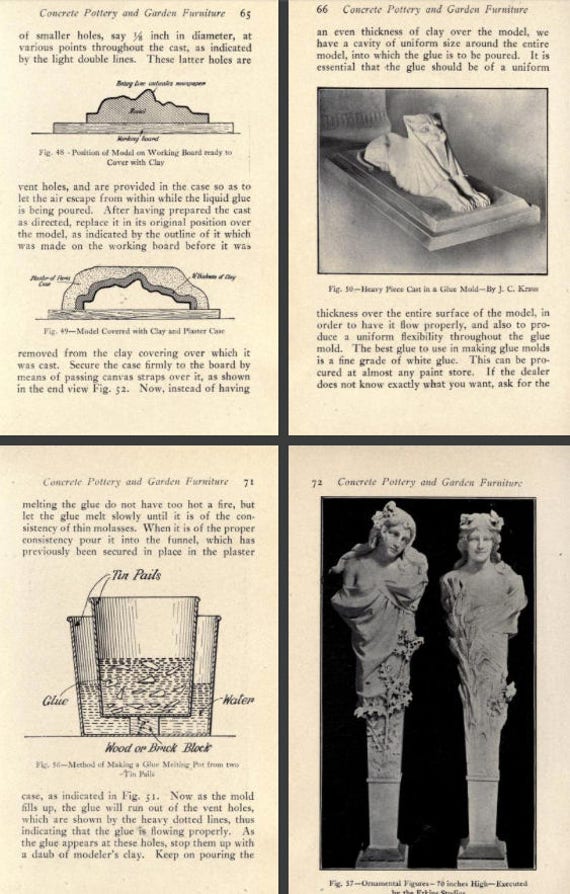 How To Make Concrete Pottery And Garden Furniture Rare 1910 Etsy