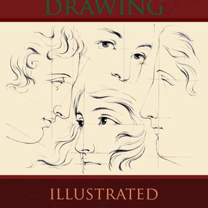 以下が含まれることがあります： ベルナール・ロマン・ジュリアンが描いた「Studies of Heads for Drawing」というタイトルの本の表紙。表紙には、白黒の4つの顔のイラストが描かれている。