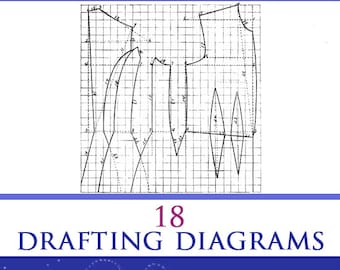 Guide To GARMENT DRAFTING with 18 Drafting Diagram PATTERNS + Instructions Great for Victorian Dressmakers 76 pgs Printable Instant Download