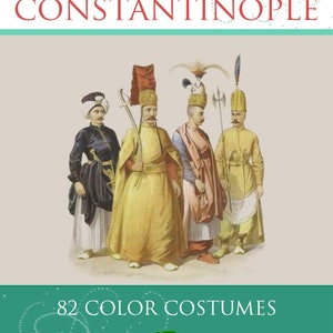 Rare Color illustrated Book on TURKISH COSTUMES of CONSTANTINOPLE Printable Royalty Free Designs for Scrapbooking, Collages Instant Download image 1