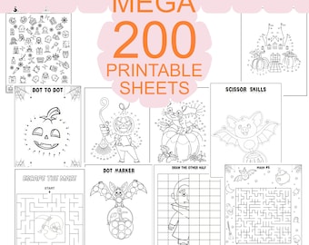 MAKE An OFFER ~ Mega Halloween Activity Bundle, 200 Halloween Activity Pages, Printable Halloween Party Activity Sheets Instant Download