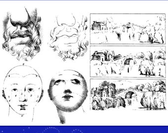 SKETCHING DRAWING and COLORING Landscape Scenery Animals and The Human Figure 200 Pages with 100 Illustrations Printable Instant Download