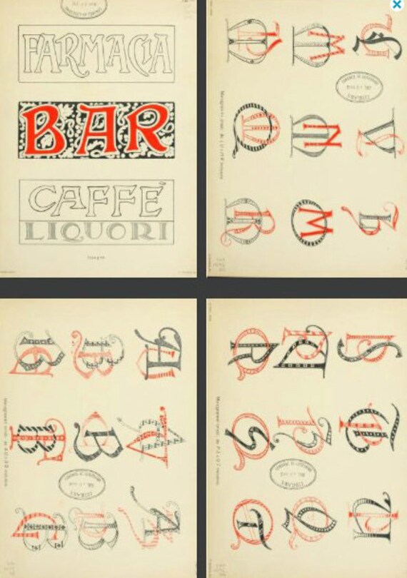 New Collection of 5 X RARE Victorian Monograms and Alphabet