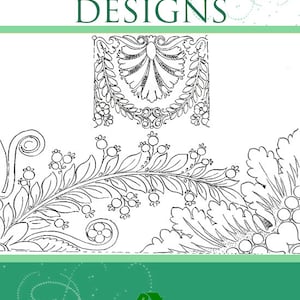 May include: A black and white illustration of 100 French embroidery designs. The designs feature floral motifs and intricate patterns. The image includes the text "100 FRENCH EMBROIDERY DESIGNS".