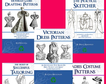 SPECIAL ~ Collection of 5 x Victorian DRESS Sewing PATTERN Books ~ Design Stunning Costumes for Dressmakers Printable Instant Download