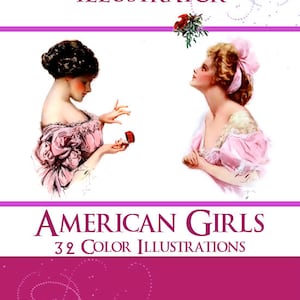 Harrison Fisher AMERICAN GIRLS 32 Color ILLUSTRATIONS Printable Drawings To Print and Frame or use in Your Scrapbooking Projects