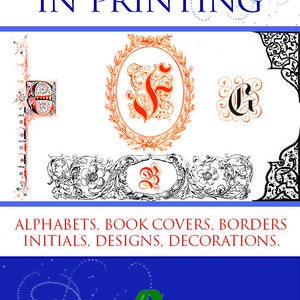 DECORACIONES ILUSTRADAS En IMPRESIÓN ~ Alfabetos Portadas de libros Bordes Iniciales Diseños 192 págs Scrapbooking Diseñadores Imprimibles Descarga instantánea