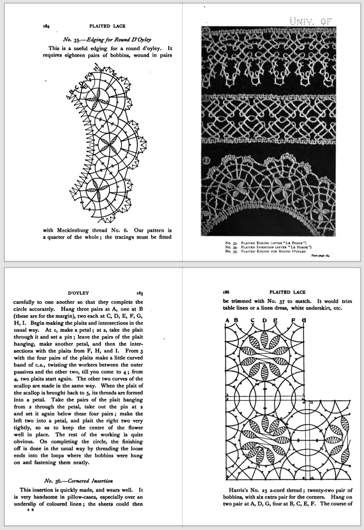 50 VICTORIAN LACE PATTERNS in This Rare How to Make Bobbin Lace Pattern ...