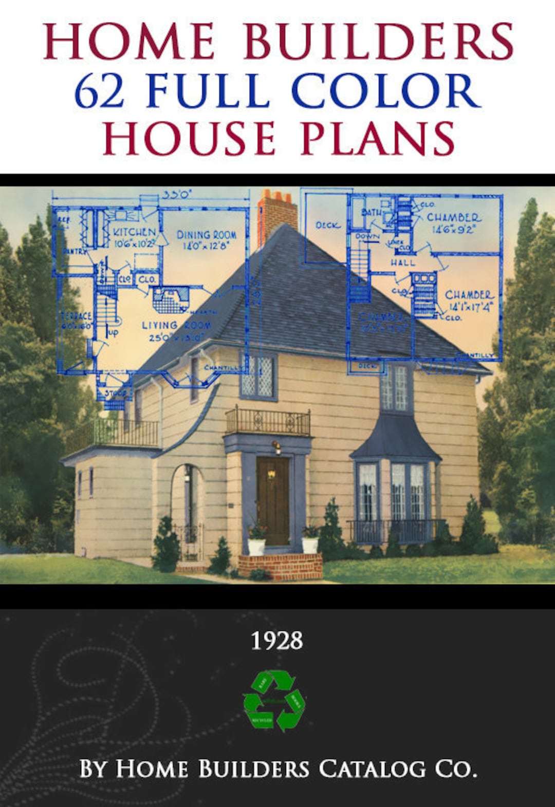 1928 Home Builders Full Color Plan Book With 62 American House Designs