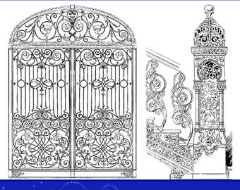 ORNAMENTAL IRON and ART Metal Work 169 Pages of Designs ~ Drawings ~ Sketches Printable or Read on Your iPad or Tablet Instant Download