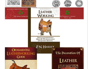 New Collection of 5 x RARE Victorian LEATHER WORKING Tutorial Books ~ Lessons Patterns and Designs Printable Instant Download