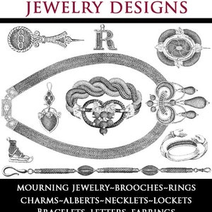 716 modèles de bijoux de coiffure victoriens rares illustrés de 1873, livre de modèles de bijoux de deuil avec prix, 86 pages imprimable téléchargement immédiat
