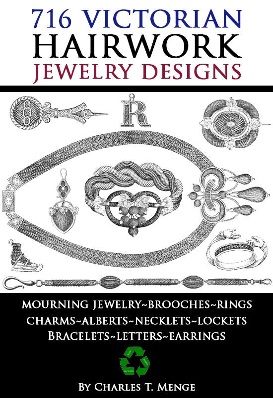 716 Victorian HAIRWORK JEWELRY DESIGNS Rare Illustrated 1873