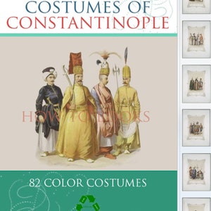 Rare Color illustrated Book on TURKISH COSTUMES of CONSTANTINOPLE Printable Royalty Free Designs for Scrapbooking, Collages Instant Download image 4