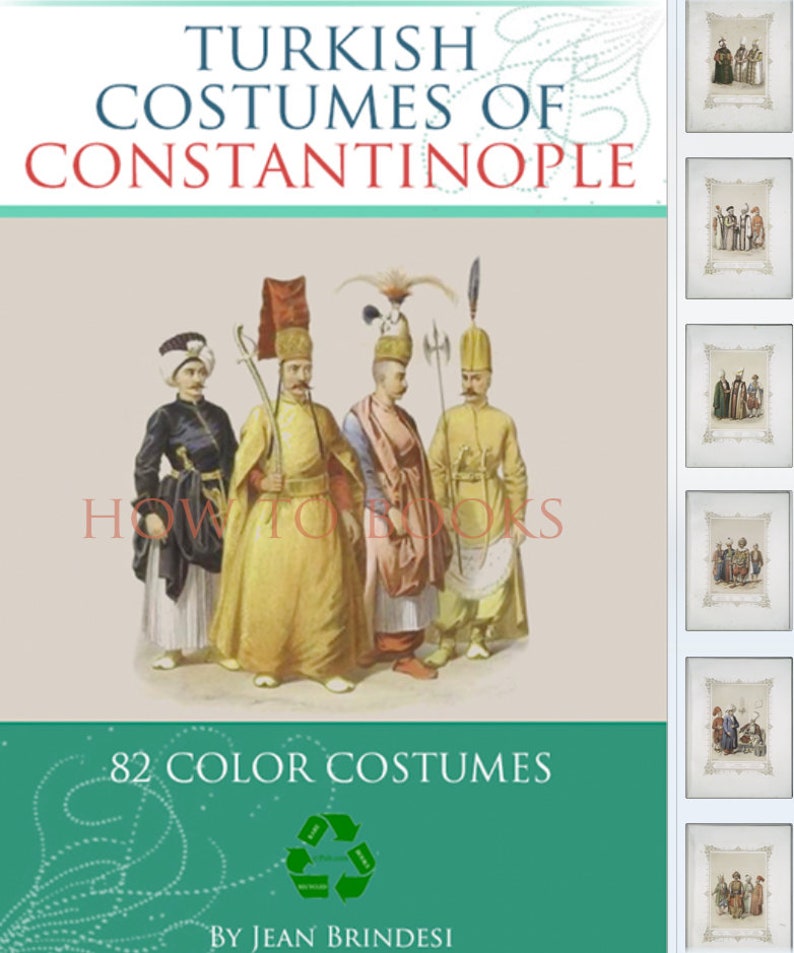 Rare Color illustrated Book on TURKISH COSTUMES of CONSTANTINOPLE Printable Royalty Free Designs for Scrapbooking, Collages Instant Download image 4