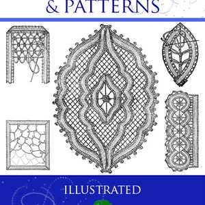 POINT LACE Instructions and PATTERNS Illustrations on Bars - Edgings - Wheels - Rosettes - Stitches - Patterns - Printable Instant Download