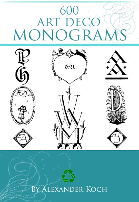600 ART DECO MONOGRAMS 55 Pages Printable German Design Book