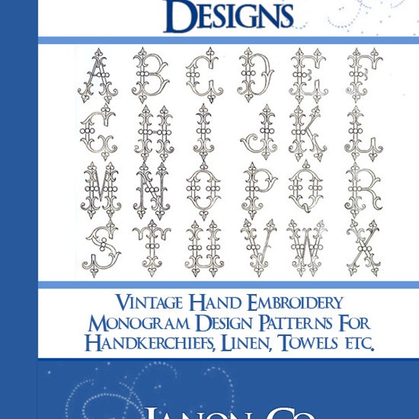 Vintage Hand EMBROIDERY MONOGRAM Design PATTERNS 100s of Designs 66 pages Printable Top Reviews Instant Download